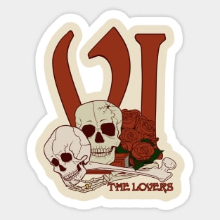 Halloween Tarot VI: The Lovers (skeletons) Sticker